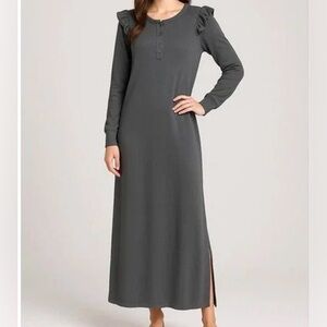 Z Supply Charcoal Ruffle Sleeve Maxi Dress